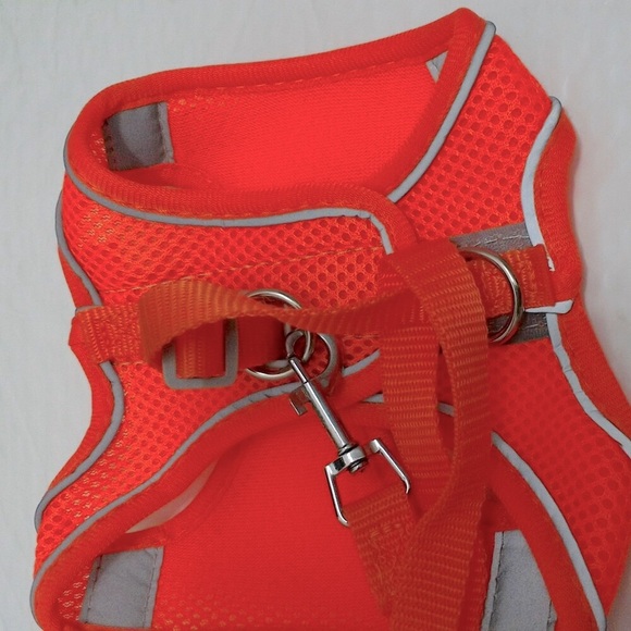 Pet Harness Safety Vest Orange w Reflective Strip Small or Medium Dogs or Cats - Picture 4 of 6